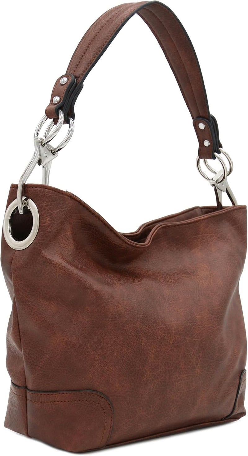Alyssa Hobo Shoulder Bag with Big Snap Hook Hardware - Image 1